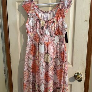 No Boundaries Floral Patchwork Dress - Pink and Orange